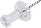 JAM PAPER Colorful Push Pins - Clear PushPins - 100/Pack