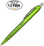 Personalized Ballpoint Pens - Retro -Retractable Click action - Custom - Black writing - Printed Name pens - Imprinted w/Your Logo or Message - Personalization - 12 qty/Box (Light Green)