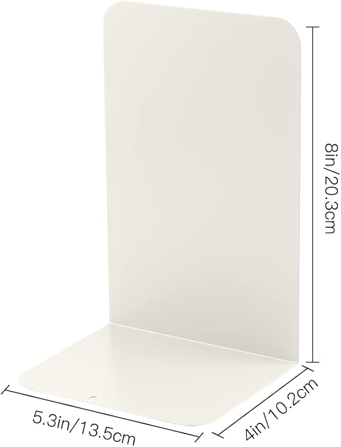 MSDADA Bookends, Book Ends for Book Shelves, Bookends for Office, Book Ends for Heavy Books,Metal Bookend Supports, Modern Minimalist Style Bookends, Milky White (4Pairs)