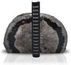 Nature's Decorations A Quality Black Agate Geode Bookends - Heavy Duty with Non-Skid Rubber Bumpers for Shelves, Office, Home Decor - Cool Crystal Stone (1 Pair 3-4 LB)