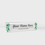 Signs ByLITA Floral Pattern Customized Nameplate | Eucalyptus Personalized Full Color Acrylic Desk Sign