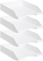 Stockroom Plus Rectangular Letter Trays - Paper Trays for Classroom - Desktop Paper Organizer & File Holder - Document Organizer for Desk Storage - Pack of 4, White, 10 x 13.5 x 2.5 in