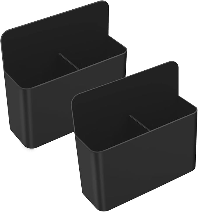 MoKo Pack of 2 Magnetic Dry Erase Marker Holder, Pen Pencil Holder Storage Organizer for Whiteboard, Refrigerator and Other Magnetic Surfaces, Black