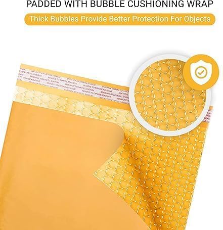 Kraft 14.25x20 Extra Large Bubble Mailers #7 | Self Seal Padded Envelopes | Air Lined Cushioned Yellow Bubble Mailer | Usable Size 14.25x19 | 100 Pack Bulk | Lightweight shipping Bags | Made in USA