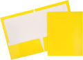 JAM PAPER Laminated Two Pocket Glossy School Folders - Letter Size - High Gloss Yellow - Bulk 25/Pack