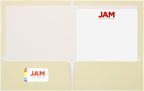 JAM PAPER Laminated Two Pocket Glossy Folders - Ivory - 3/Pack