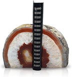 Nature's Decorations Brown Agate Bookends – A+ Grade Geode Heavy Duty Decorative Stone Crystal Book Ends for Shelves & Bookcases, Natural Polished Bookshelf Decor, 1 Pair 2-3Lbs