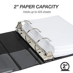 Samsill Economy 2 Inch Mini 3 Ring Binder, Made in The USA, Round Ring Binder, Non-Stick Customizable Cover, 2" Storage, Single, Black