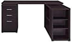 Pemberly Row L Shape Corner Storage Desk in Brown Cappuccino, Letter/Legal File, 5 Bookshelves
