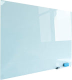 JYYPWB Magnetic Glass Whiteboard with Eraser 48" x 36" Frameless Tempered Glass Dry Erase Board with Marker Tray for Office, Wall Mounted Writing Board (White)