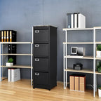 BYNSOE 4 Drawer File Cabinet with Lock Metal Vertical File Cabinet Office Home Vertical File Cabinet for A4 Legal/Letter Size Narrow File Cabinet Locked,Assembly Required (Black, 4 Drawers- Vertical)