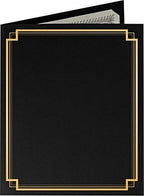 LUXPaper 9 1/2 x 12 Certificate Holders - Deep Black Linen - Gold Foil Square Border (25 Qty.) | Perfect for Award Recognition, Certificates, Documents and More! | CHEL-185-DDBLK100-SQGF-25