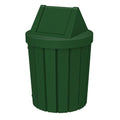 Sturdy Essentials 42 Gallon Round Slatted 100% Recycled Plastic Indoor or Outdoor Commercial Trash Can with Easy Access Swing Top Lid | Great for Schools and Businesses - Green Granite