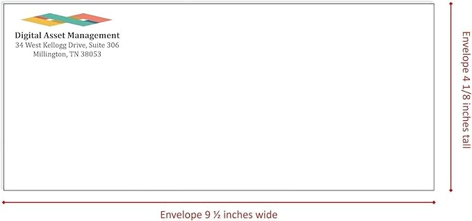 2500#10 Commercial Custom Printed Envelopes, White, Single Left Window, Self Seal, Security Tinted, Text and Logo Customization, Size 4-1/8 x 9-1/2 Inches, 24 LB