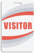 Visitor ID Badges, Preprinted Visitor Pass Plastic Cards, Reusable, Credit Card Sized (3x2 inch) - 25 Pack