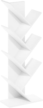 Furinno Tree Book Shelf, 7-Tier Bookshelf, Tree Bookcase for Room Decor, 8.4 x 15.7 x 39.4, for Living Room, Bedroom, Home Office, White