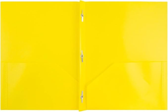 JAM PAPER Plastic Color POP Folders - 2 Pocket Durable Folders with Metal Prongs Fastener Clasps - Assorted Fashion Colors - 6/Pack