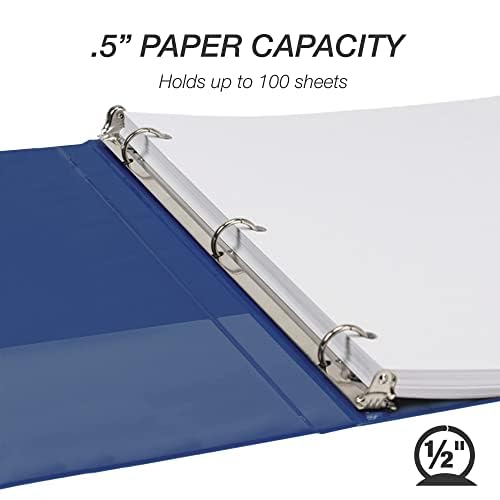 Samsill 0.5 Inch 3 Ring Binder, Made in USA, Economy Round Ring, Clear View Cover, 100 Sheet Capacity - for School, Home, Office - Blue, 4 Pack