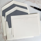 Personalized Embossed Flat Note Cards Set – Custom Blind Embossed Stationery with Envelopes – Premium Embossed Correspondence & Thank You Cards – Made in USA - 100 Pieces (2 Paper Sizes)