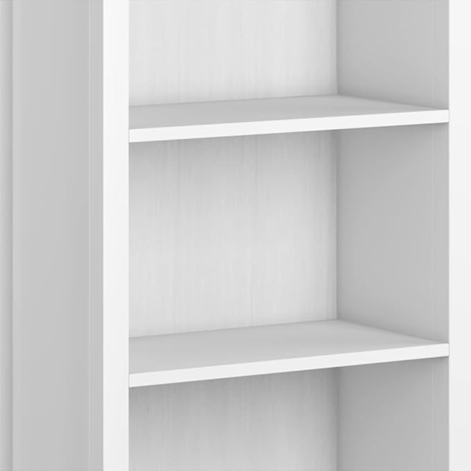 SIMPLIHOME Artisan Bookcase - 72 inch Tall 5-Shelf Solid Wood Bookshelf in White, Contemporary Storage for Living Room, Study Room or Office with Adjustable Shelves and Decorative Side Panels
