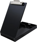 Saunders Metal Clipboard with Storage, Black Dual Layer Nursing Clipboard Folio, Letter Size Paper Organizer, Steel Clip with Self Locking Latch, Form Holder for Office, School & Work - Made in USA