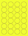 8-1/2 x 11" Neon Color High Light Fluorescent Labels for Laser & Inkjet Printer (Yellow Fluorescent, 1.66" Round - 24 Per Page | 2400 Labels)