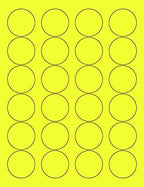 8-1/2 x 11" Neon Color High Light Fluorescent Labels for Laser & Inkjet Printer (Yellow Fluorescent, 1.66" Round - 24 Per Page | 2400 Labels)