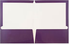 JAM PAPER Laminated Two Pocket Glossy School Folders - Letter Size - High Gloss Purple - 6/Pack