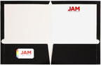 JAM PAPER Laminated Two Pocket Glossy Folders - Black - 3/Pack