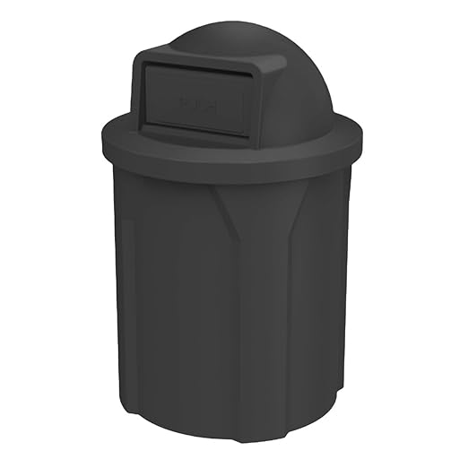 Campus Collection 42 Gallon Circle 100% Recycled Plastic Heavy Duty Indoor or Outdoor Commercial Trash Can with Push Open Dome Lid and Internal Liner - Great for Schools and Businesses - Black