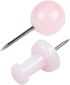 JAM PAPER Colorful Push Pins - Flat & Round Head Thumb Tack Combo Set - Baby Pink Pushpins - 200/Pack