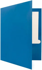 JAM PAPER Laminated Two Pocket Glossy Folders - Blue - 3/Pack