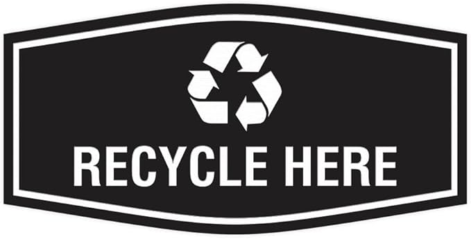 Fancy Recycle Here Sign (Black) - Medium