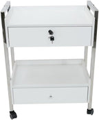 Supreme Medical Dental Mobile Utility Cabinet with Steel Frame and Two Drawer With One lockable Drawer cart