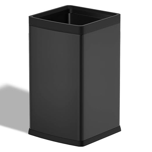 YOJIA 4 Gallon/15L Square Trash bin, Double Layer Bathroom Trash cans,Large Capacity,Elegant Garbage Can, for Home,Kitchen,Office,Hotel(15L Black)