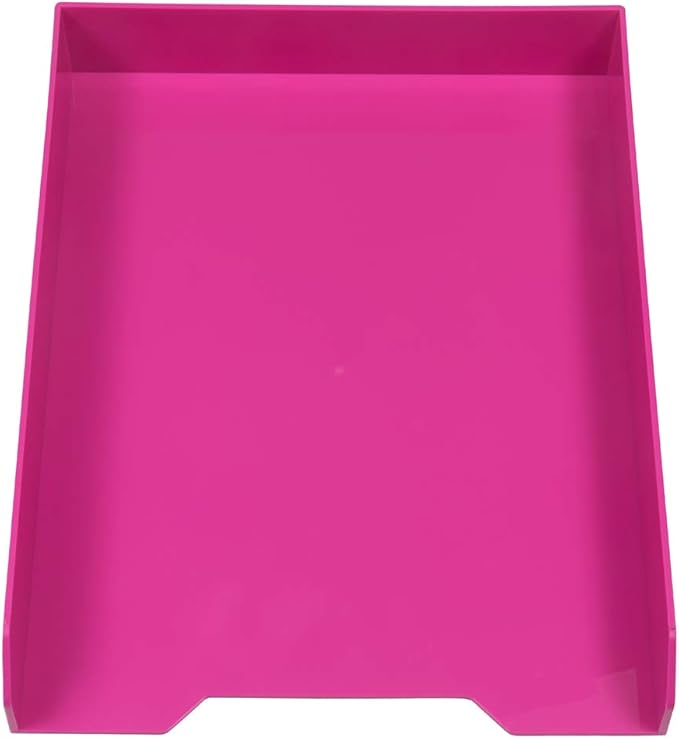 JAM PAPER Stackable Paper Trays - Pink - Desktop Document, Letter, & File Organizer Tray - 2/Pack