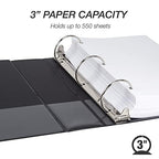 Samsill 3 Inch 3 Ring Binders, Made in USA, Economy Round Ring, Clear View Cover, 550 Sheet Capacity - for School, Home, Office - Black, 12 Pack