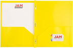 JAM PAPER Plastic Color POP Folders - 2 Pocket Durable Folders with Metal Prongs Fastener Clasps - Assorted Primary Colors - 6/Pack
