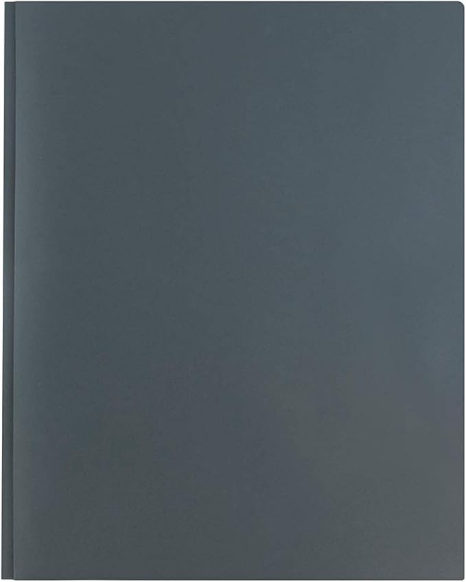 JAM PAPER Plastic Color POP Folders - 2 Pocket Durable Folders with Metal Prongs Fastener Clasps - Grey - 6/Pack