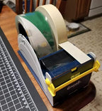 WOD TTD3SD Tabletop Multi-Roll Steel Desktop Tape Dispenser, Blue & Gray - Fits Tape up to 3 inch Wide, Holds 3 inch core, Weighted Rubber Base for Stability