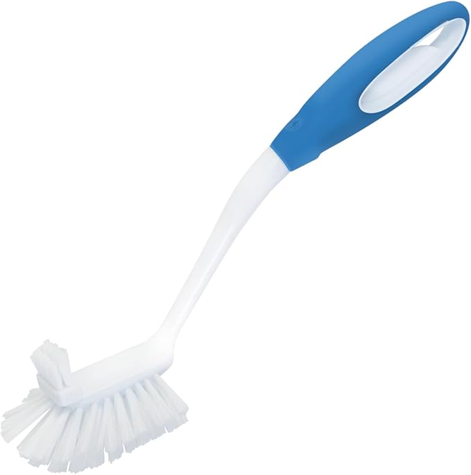 LOLA Pro Utility All Purpose Kitchen Cleaning Brush, Durable Bristles, Comfort Ergonomic Rubber Non-Slip Grip, Built-in Food Scraper, 1 Pack