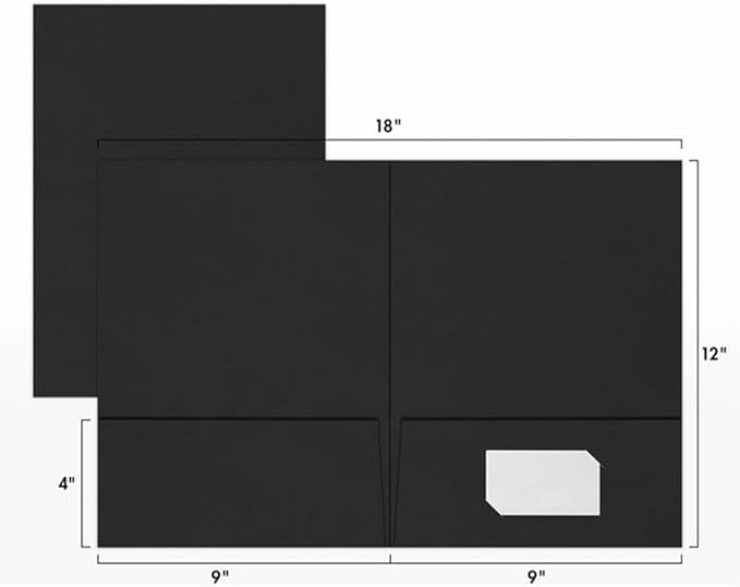 LUXPaper 9" x 12" Presentation Folders | Two Pocket | Midnight Black | 100lb. Cover | 100 Qty