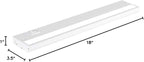 LED Under Cabinet Lighting Hardwired - 3CCT 18 Inch White Finish - Undercabinet Lights for Kitchen - Linkable Undercounter Dimmable Plug in Light or Hard Wired - Under Counter Fixture Direct Wire