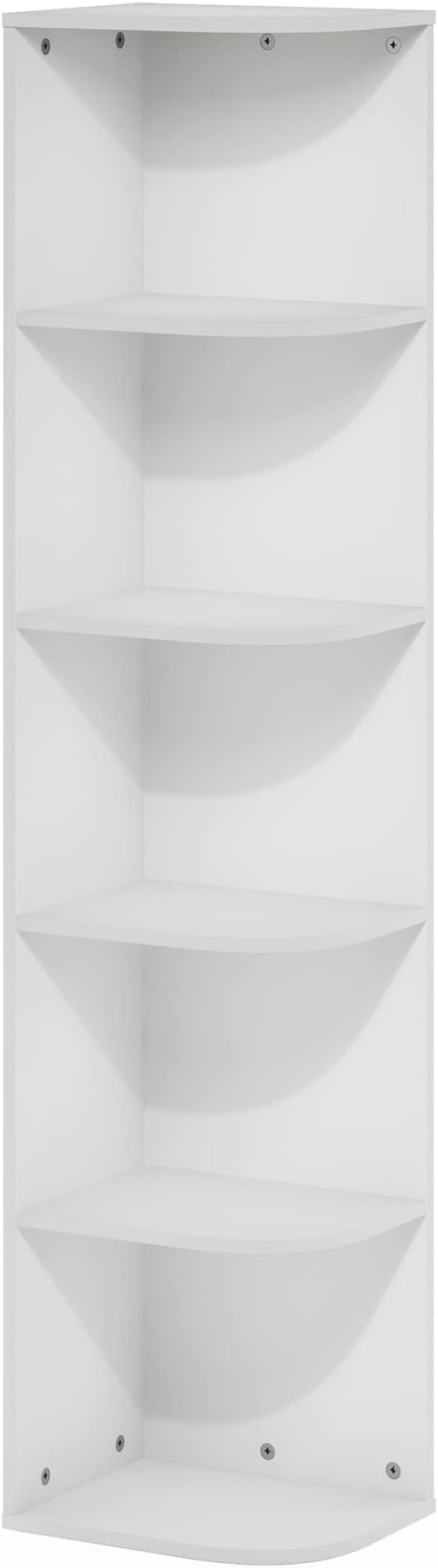 Furinno PASIR Book Shelf, 5-Tier Corner Bookshelf, Open Shelves Bookcase 9.3 x 12 x 51.7, for Living Room, Bedroom, Home Office, White