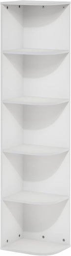 Furinno PASIR Book Shelf, 5-Tier Corner Bookshelf, Open Shelves Bookcase 9.3 x 12 x 51.7, for Living Room, Bedroom, Home Office, White