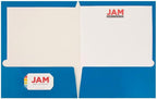 JAM PAPER Laminated Two Pocket Glossy Folders - Blue - 3/Pack