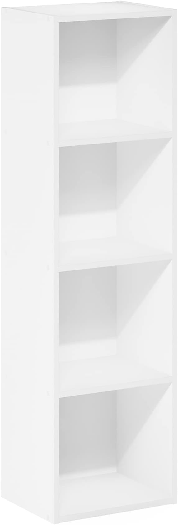 Furinno PASIR Book Shelf, 4-Tier Modern Bookshelf, Open Shelves Bookcase 9 x 12 x 42, for Living Room, Bedroom, Home Office, White