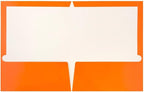 JAM PAPER Laminated Two Pocket Glossy Folders - Orange - 3/Pack