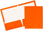 JAM PAPER Laminated Two Pocket Glossy School Folders - Letter Size - High Gloss Orange - 6/Pack