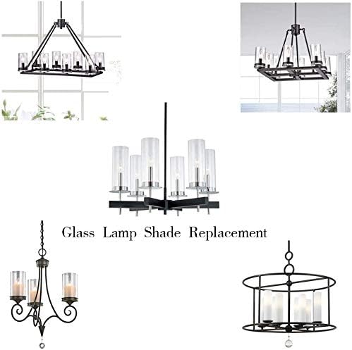 Sunwo Glass Shade Straight Cylinder Glass Lamp Shade Replacement with Multiple Effects(Bubble Cylinder with Fitter)